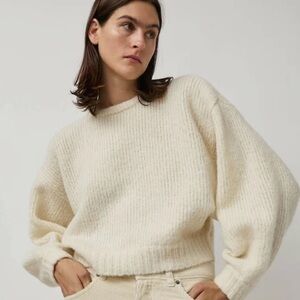 ATELIER DELPHINE WHITE BALLOON SLEEVE SWEATER M/L NWOT